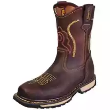 CEBU Rodeo Composite Toe Work Boots Mens Crazy/Cafe Leather Pull-On Durable Sole