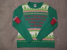 Spencers Adult Size Large Green Wonderful Time For A Beer Ugly Christmas Sweater