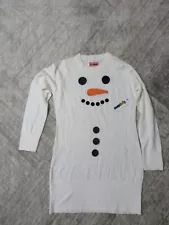 Tipsy Elves Womens Snowman Ugly Sweater Dress - White Snowman Christmas Sz L