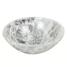 Clear Quartz Bowl Natural Healing Stone Hand Carved Crystal Spirtual Meditation