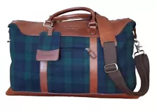 PENDLETON Leather & Wool Rare Vtg TRAVEL OVERNIGHT Duffle BAG Green Tartan SALE!