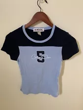 Celine Dion Juniors Size Medium Short Sleeve Shirt Blue Cotton Spellout