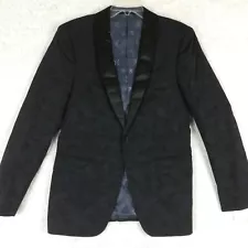 John Varvatos Mens Suit Jacket Cutaway Single Button Navy Black Camo 36 New