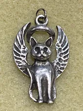 *SALE PRICED* RARE HANDCRAFTED PEWTER GUARDIAN ANGEL CHARM/TAG FOR CAT-NEW