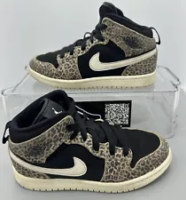 Nike Air Jordan 1 Mid SE Shoes Leopard Print BQ6932-021 Youth Size 1Y