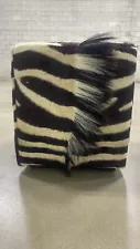 AUTHENTIC BURCHELL ZEBRA HIDE CUBE OTTOMAN AND TAXIDERMY | 18"X18"X20" DIMENSION