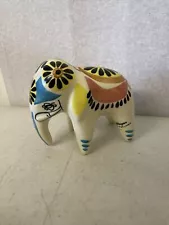 Vintage Hand Painted Pottery Elephant Made In Sri Lanka trinket 5" x 4"