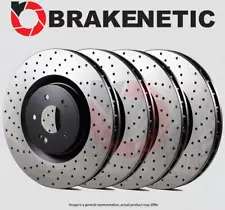 FRONT+REAR BRAKENETIC Premium Cross Drilled Brake Rotors w/AKEBONO BPRS71495