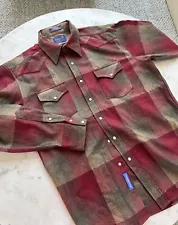 Vintage Pendleton Men's L Plaid Wool Pearl Snap High Grade Western Wear Shirt