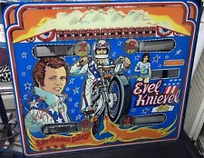 1977 Bally Evel Knievel Pinball Machine ORIGINAL Back Glass-SIGNED By Evel!