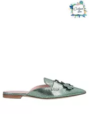 RRP€495 ALBERTA FERRETTI Leather Mule Shoes US6 UK3 EU36 Metallic Made in Italy