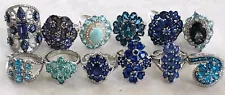 (12) BBJ DK JEWELS JTV BLUE TOPAZ AQUAMARINE BOHO SIZE 8 CLUSTER RING LOT (463)