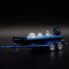 FISHING BOAT ON TRAILER W HITCH 1:64 SCALE COLLECTIBLE DIORAMA PROP MODEL BOAT