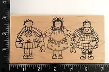 Finders Keepers Three Quilted Dolls Dress Heart Bear Rabbit Rubber Stamp