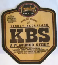 KBS A FLAVORED STOUT Beer STICKER, Label, Founders, Grand Rapids, MICHIGAN, Neat