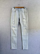 Hollister Advanced Stretch Stacked Skinny Ripped Torn Blue Jeans 31x32 NWT