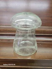 Vintage Libbey Crystal Creations Clear Glass Mushroom Terrarium Container Jar