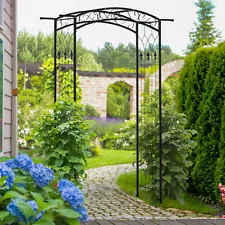 83" Decorative Steel Garden Arch Arbor Trellis for Climbing Plant w/Wire Lattice