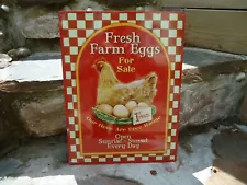 Picture Plaque Fresh Eggs For Sale Metal Sign - Free Range Chickens Hens Farming