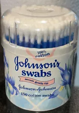 Vintage Johnson & Johnson Cotton Swabs Beautiful Decorator Canister 150ct. NOB