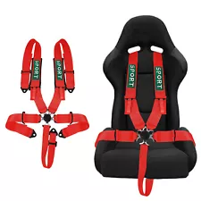 5-Point Safety Seat Belt Cam-Lock ATV GO Kart Racing Harness Shoulder Pad Red (For: Volkswagen Bus)