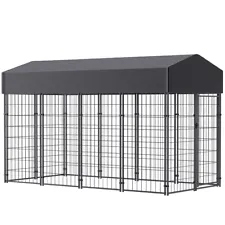 Strong Dog Playpen Huge Cage Pet Exercise Metal Fence Kennel Roof Outdoor Indoor