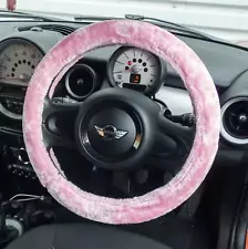 Pink Fluffy Furry Steering Wheel Cover for Fiat 500 500X Panda Tipo and more