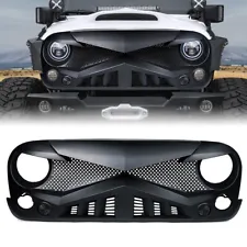 Matte Black Hawke Front Grille for 2007-2018 Jeep Wrangler JK Unlimited Sport