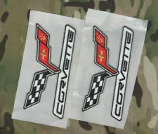 CORVETTE C-6 PERFORMANCE PARTS EMBROIDERED CHECKER FLAG LOGO stick-on 5" 2-PATCH