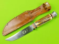 Vintage German Germnay Solingen Heidelberg Stag Handle Hunting Knife w/ Sheath