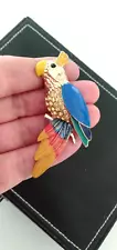 Costume Jewellery Enamel & Crystal Parrot Bird Brooch