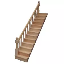 Miniature DIY Unpainted Wooden Staircase Stair Step with Handrail Fit for 1: ...