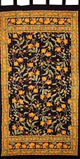 French Floral Tab Top Curtain Drape Panel Cotton 44" x 88" Amber Black