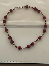 Vintage Red Jade gemstone with tiny crystal stones..meaning Power, ambitious*