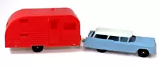 1960s Jumbo Tootsietoy 1959 Ford Ranch Wagon with Camper Trailer VG Cond.