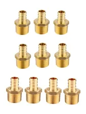 EFIELD 10PCS 1/2" PEX x 1/2" Male NPT Adapters Crimp Brass Fittings ,Lead Free