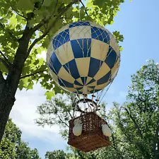 Handcrafted Decorative Check Blue Hot Air Balloon Model Kids Home Décor Gift