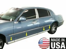 For 1998-2011 Lincoln Town Car Lower Rocker Panel Stainless Trim 4" 8PC (For: Lincoln Town Car)