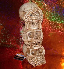 12" SKULL STACK LIGHT & SOUND Halloween horror see hear speak no evil resin RARE