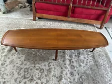 MidCentury Drexel Declaration Vintage Walnut Surfboard Coffee Table By KipStuart