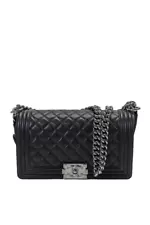 Chanel Womens Caviar Leather Quilted Boy Flap Shoulder Bag Handbag