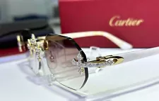 Cartier Glasses White Pearls 4.0ctw Natural Diamonds Chrome set 10k Yellow Gold