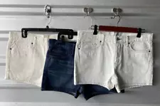 Lot of 3 Uniqlo Women's Micro Shorts White Blue Denim 3" Inseam Size 28