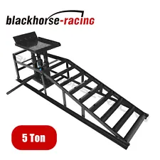 Hydraulic Car Ramp Hydraulic Vertical Ramps 5T/11000lbs Low Profile 1-Pcs Black