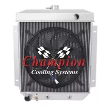 2 Row AL Champion Radiator W/ 16" Fan for 1956 Ford Park Lane Wagon V8 Engine (For: 1956 Ford Park Lane Wagon)