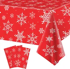 New Listing3Pcs Christmas Snowflake Tablecloth Cover White Red Xmas Holiday Party Decor