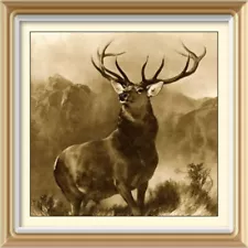 Original Antique EDWIN LANDSEER Art Print MONARCH OF THE GLEN Wildlife Stag Deer