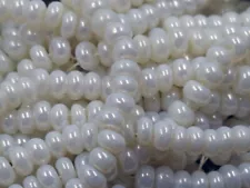 Vintage Glass Seed Beads Czech Pearlized White 10 String 5 Loop Hank 11/0