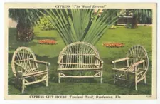 CYPRESS OUTDOOR FURNITURE 1940s Linen Ad BRADENTON FL Cypress Gift House RARE