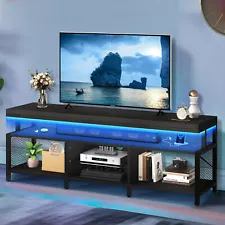 LED TV Stand with Power Outlets for 70 inch Entertainment Center Media Console